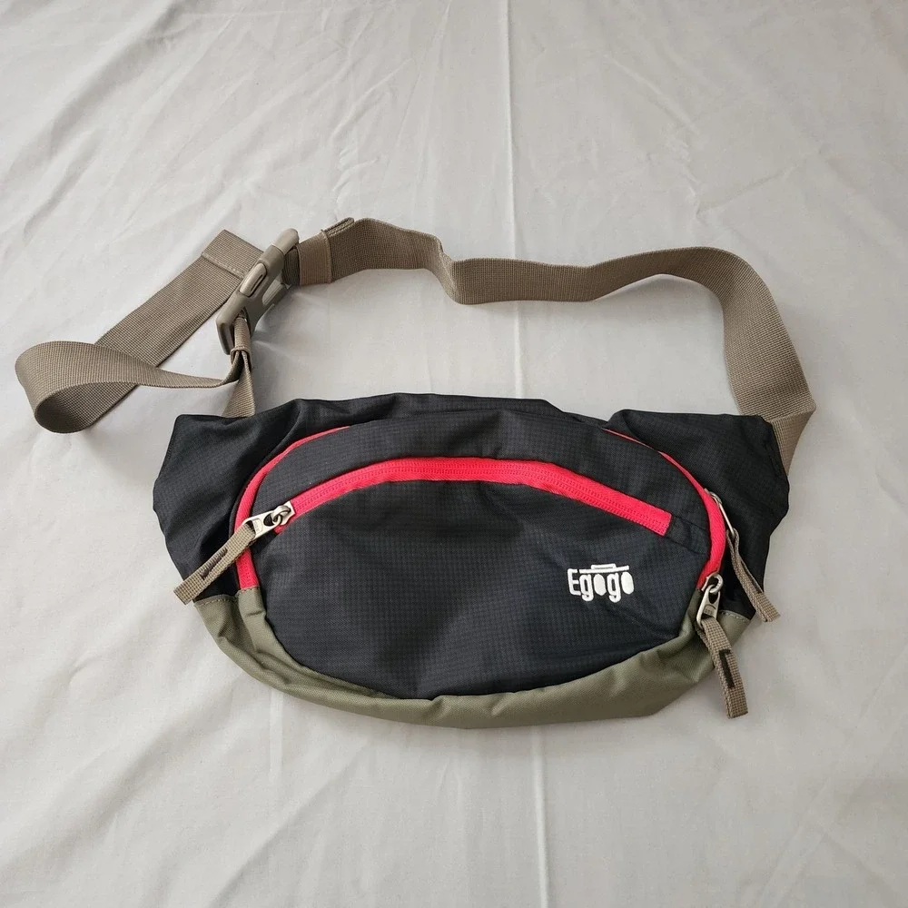 Egogo Adjustable‎ Fanny Pack Black Nylon Travel Sport Waist Hip Belt Bag Trendy